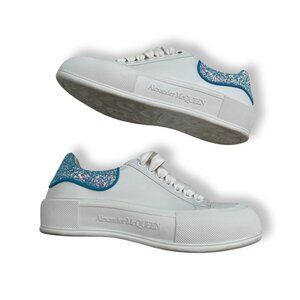 ALEXANDER MCQUEEN: oversized sneakers in leather - White and blue size 37